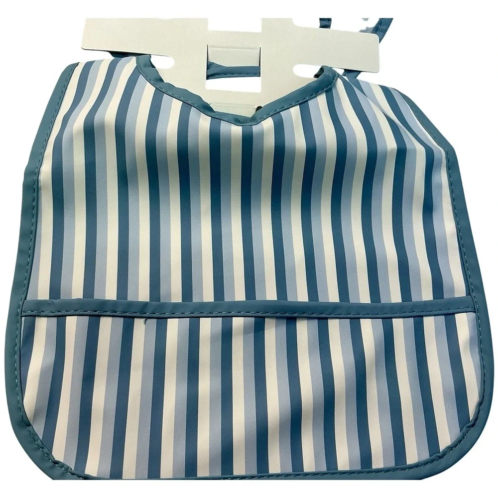 Cloud Island Baby Bibs 3 Pack Blue Whale Stripe Waterproof Recycled Polyester